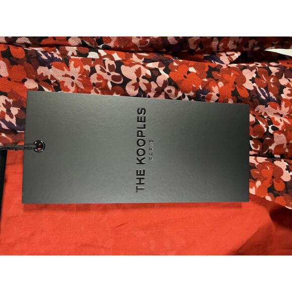 The Kooples Burning Flowers Mini Dress Size 0 (US XS) Red Floral V-Neck NWT - Picture 5 of 10